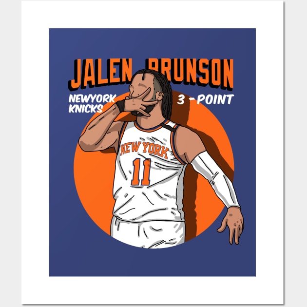 Jalen Brunson 3 Point Celebration Wall Art by Luna Illustration